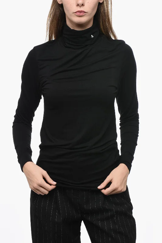 Ambush Jersey Turtleneck Top with Embroidered Detail