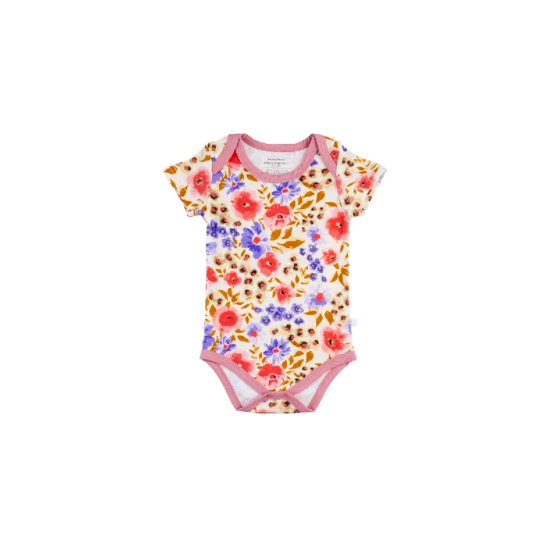 Baby Short-Sleeve Bamboo Bodysuit  | Fall Floral