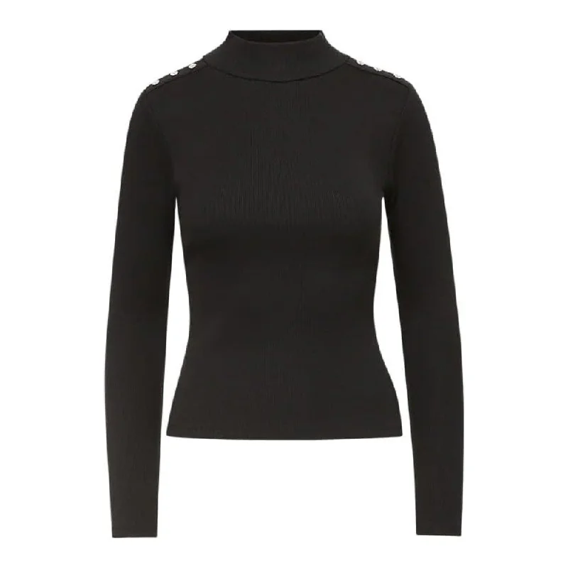 Veronica Beard Women's Nate Turtleneck Top w/Buttons, Black