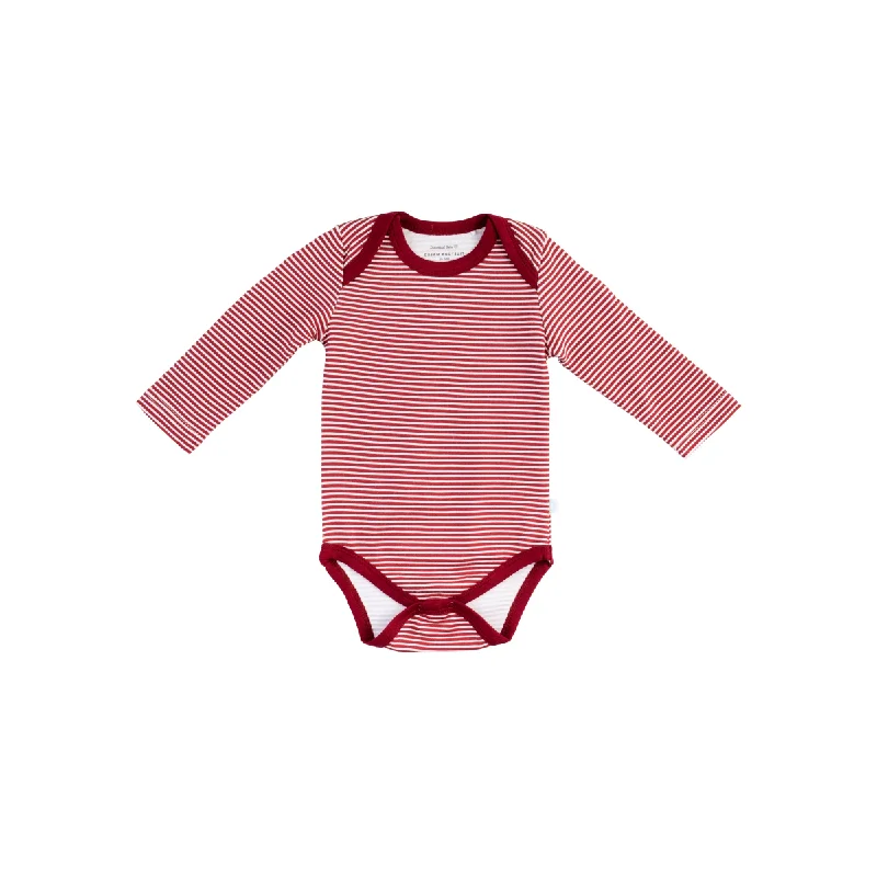 Baby Long-Sleeve Bamboo Bodysuit | Cranberry Stripe