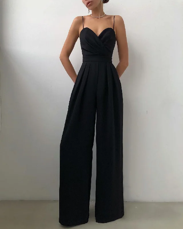 Minimalist Straight Waist Jumpsuit with Mopping Detail