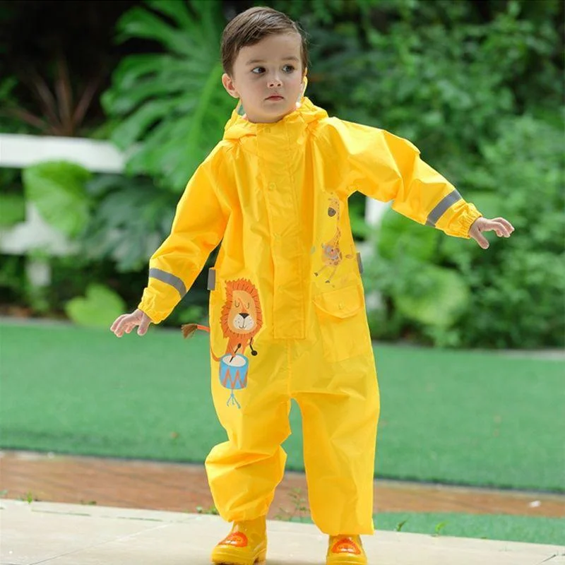 Kids' Dinosaur-Themed Waterproof Rain Jumpsuit