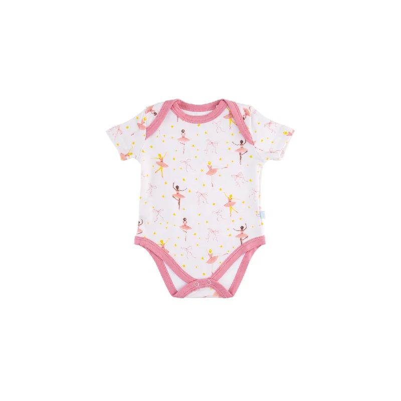 Baby Short-Sleeve Bamboo Bodysuit  | Ballerina