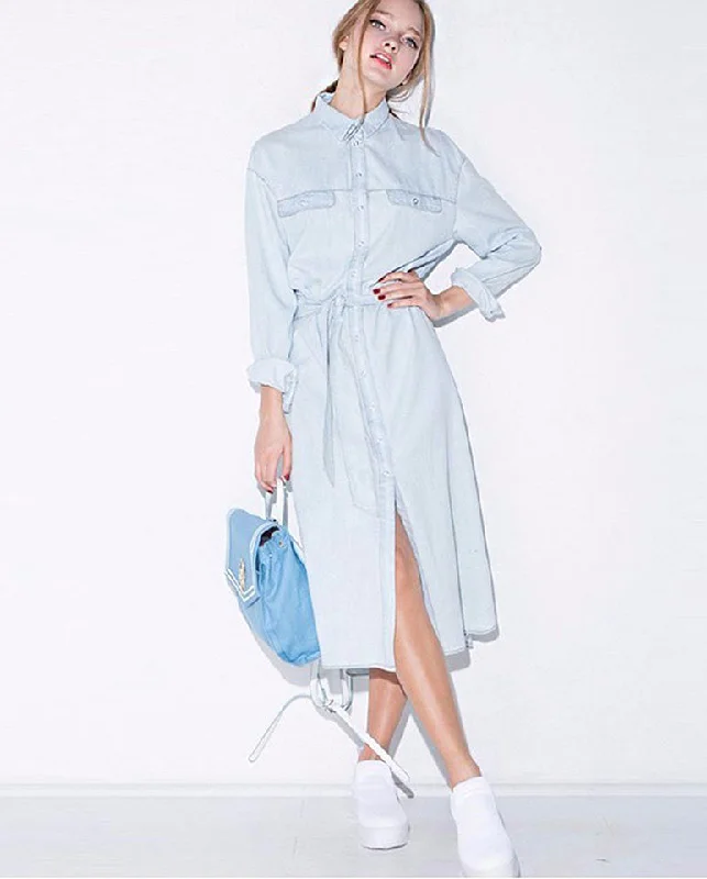 Long sleeve shirt denim dress