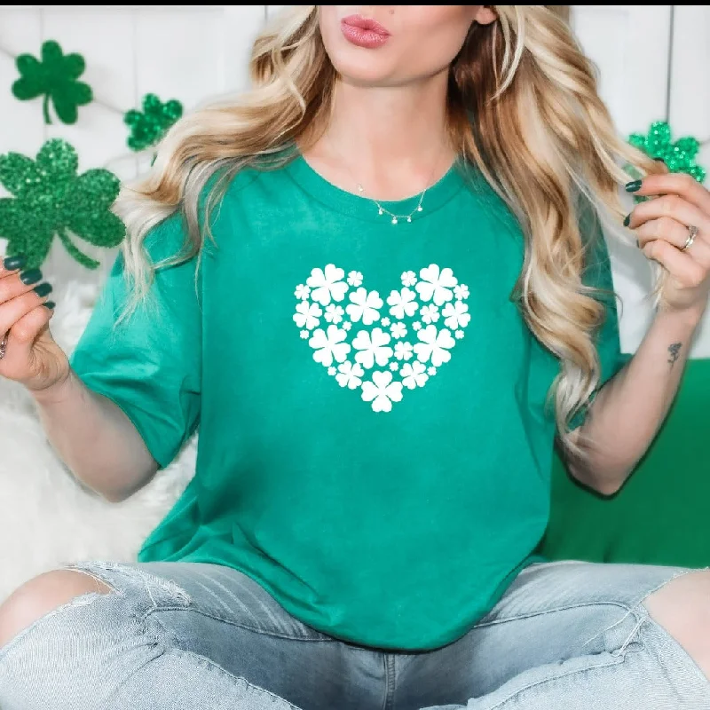 Shamrock Heart Shirt, St Patricks Day TShirt, Lucky Me Graphic Tee, Irish Shirt, Four Leaf Clover Tee