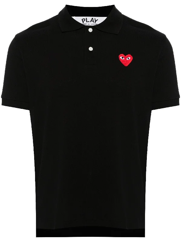 Unisex Polo Shirt Red Heart - Black