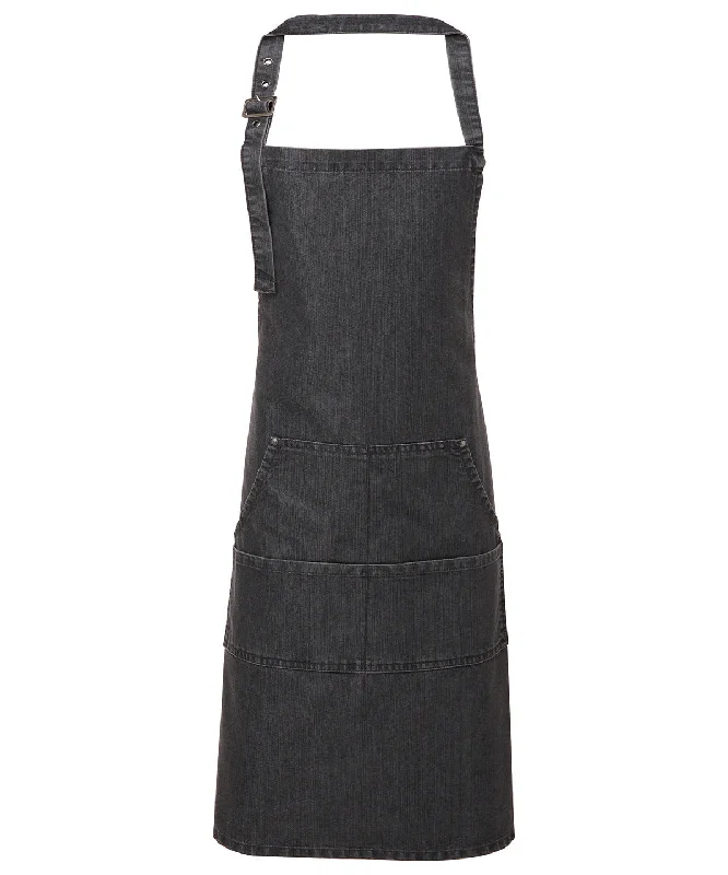 Black Denim - Jeans stitch bib apron (C)