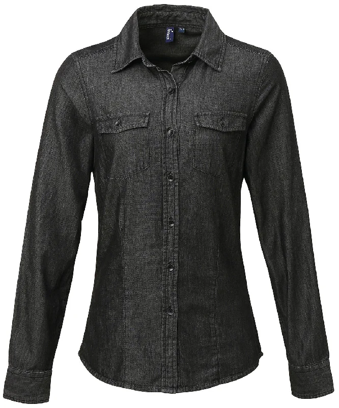 Black Denim - Women's jeans stitch denim shirt