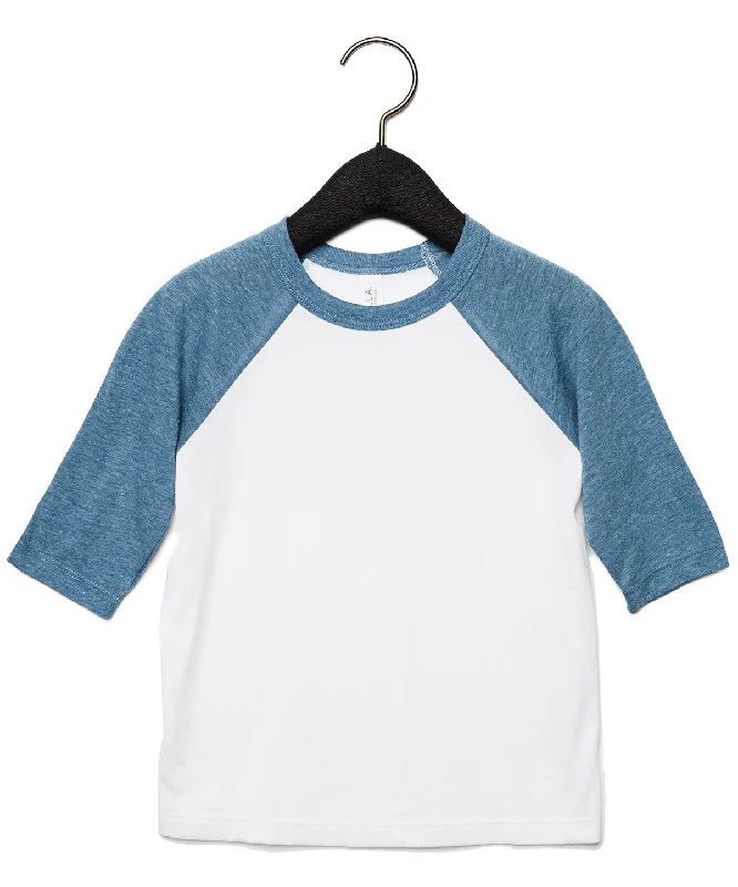 White/Denim - Toddler ¾ sleeve baseball tee