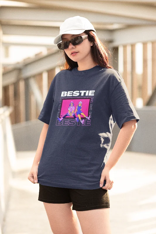 Bestie Bliss Printed Oversized T-shirt for women