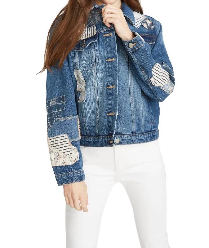 Patched Up Denim Jacket In Med Wash