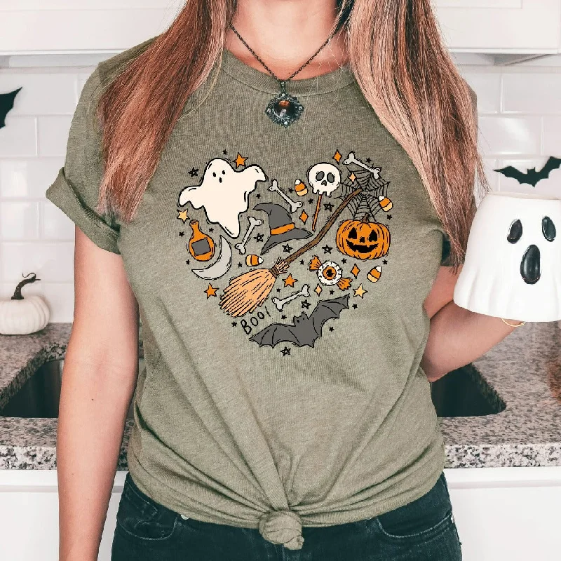 Cute Ghost Halloween Shirt, Love Heart Halloween TShirt, Spooky Season, Fall Shirt, Retro Halloween Gift