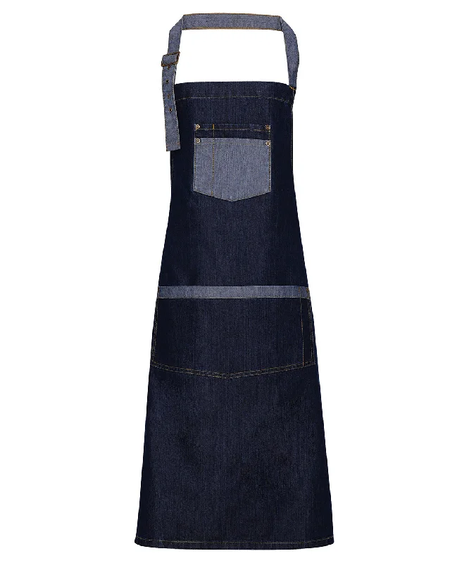 Indigo Denim - Domain contrast denim bib apron