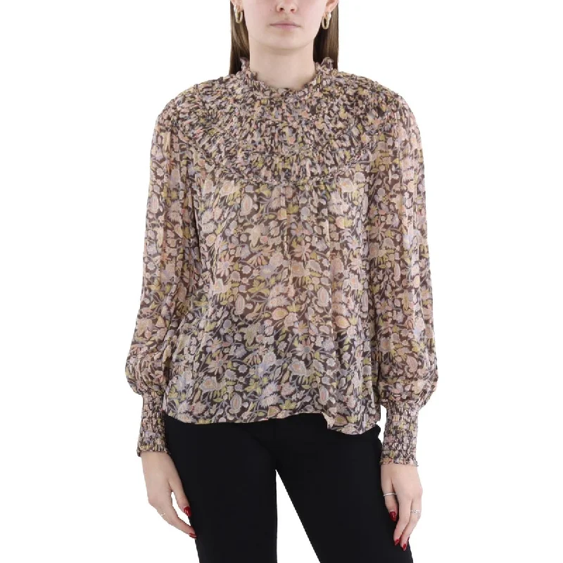 Polo Ralph Lauren Womens Floral Print Smocked Blouse