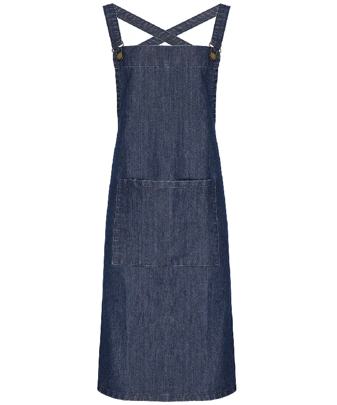 Indigo Denim - Cross back 'barista' bib apron