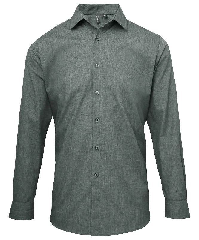 Grey Denim - Poplin cross-dye roll sleeve shirt (C)