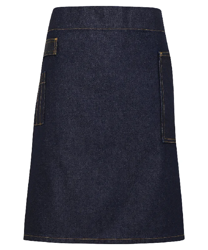 Indigo Denim - Division waxed-look denim waist apron