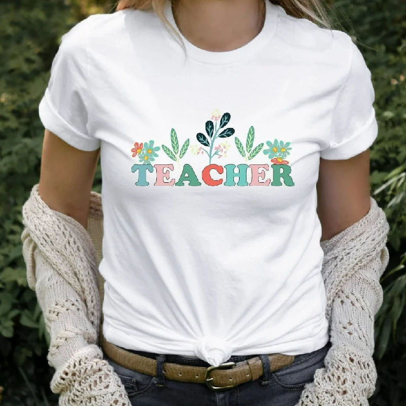 Teacher Shirt, Floral Teacher's Graphic Tee, Elementary Teacher TShirt, Kindergarten Teacher