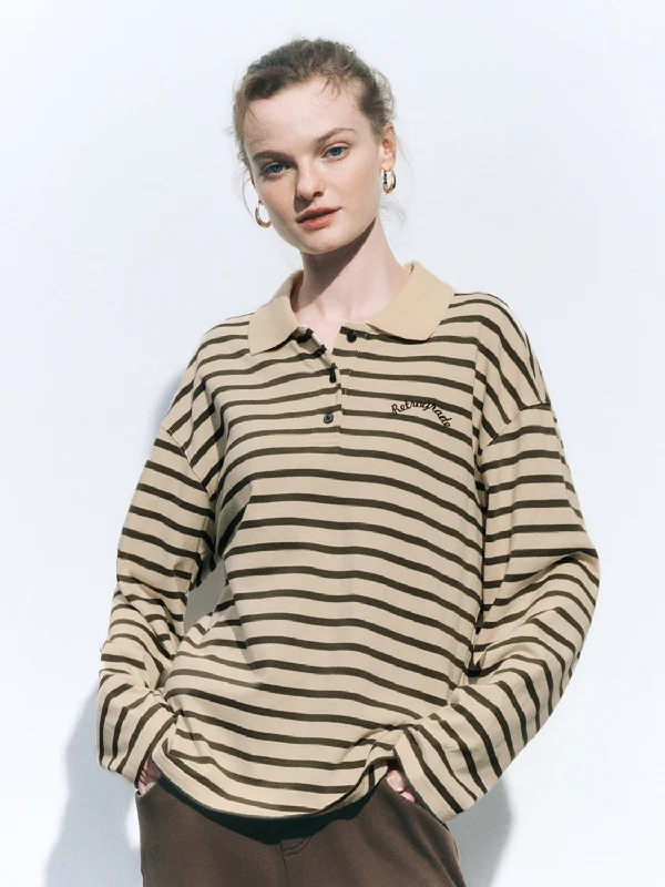 Striped Loose Polo Shirts