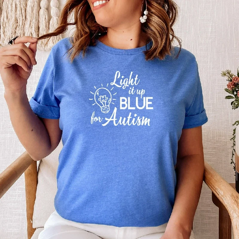 Autism Shirt, Light It Up Blue For Autism, Autism Awareness Graphic Tee, Love Needs No Words, Autism Mom