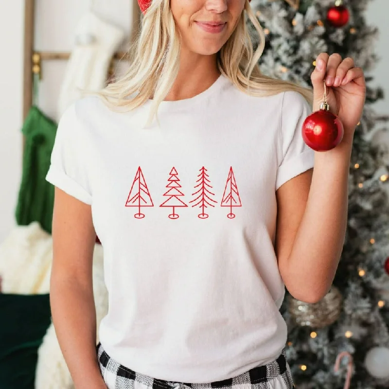 Christmas Trees Shirt, Winter TShirt, Christmas Graphic Tee, Minimalist Design Holiday Shirt