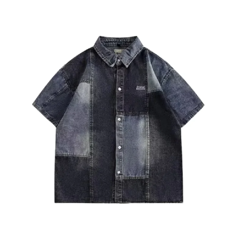 “Vintage Panel Denim Short Sleeve” Shirts