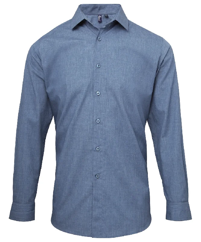 Indigo Denim - Poplin cross-dye roll sleeve shirt