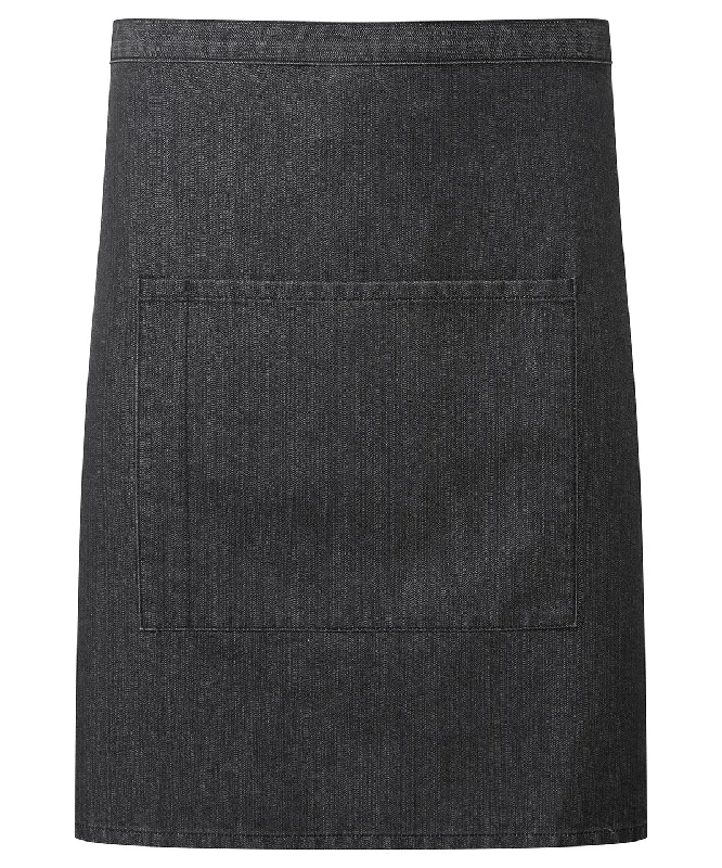 Black Denim - ‘Colours collection’ mid-length pocket apron