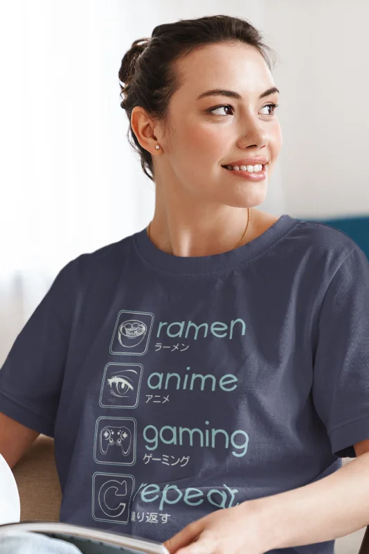 Anime And Gaming Routine Black Printed Oversized T-shirt for women