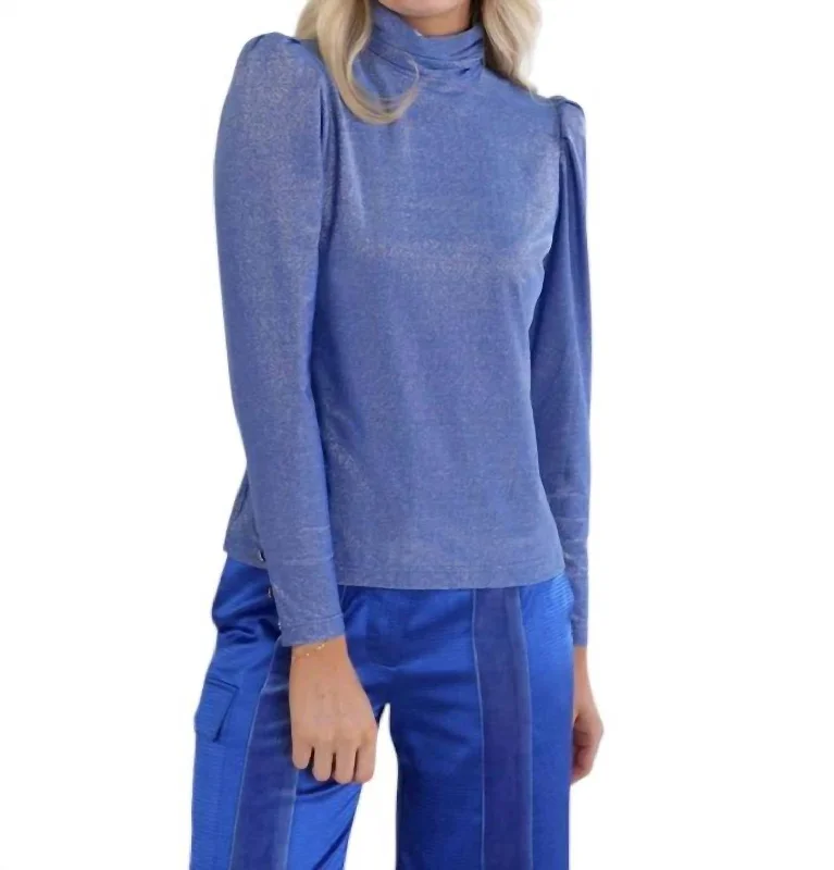 Tessa Turtleneck Top In Dazzling Blue