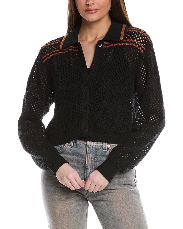 RE/DONE Crochet Mesh Polo Sweater