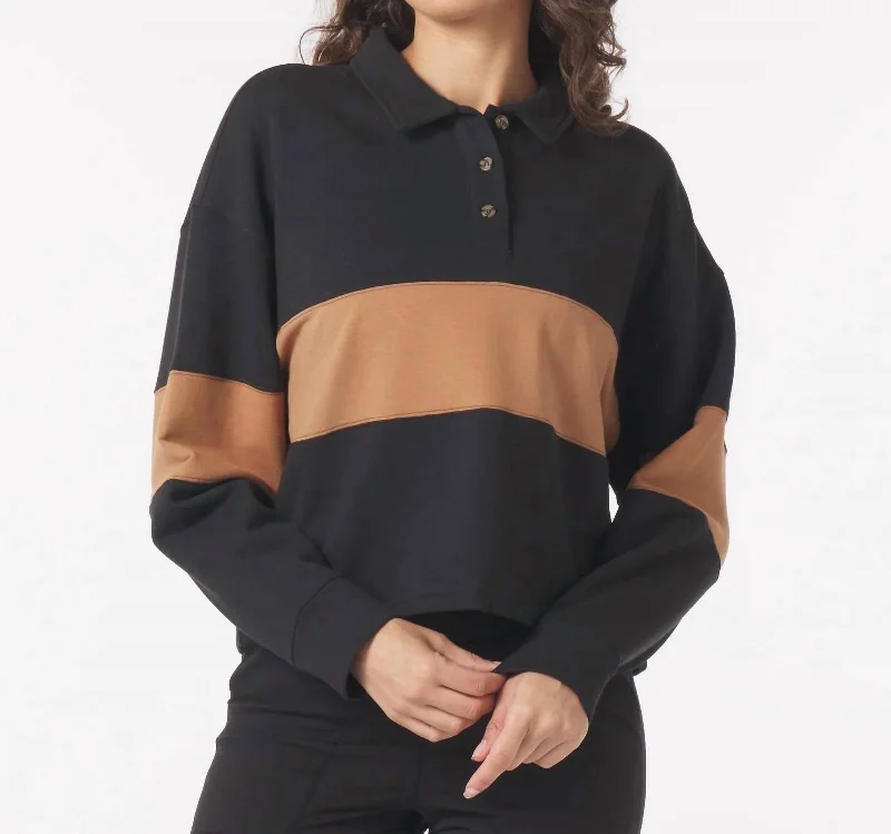 Lounge Skimmer Polo Shirt In Black/almond