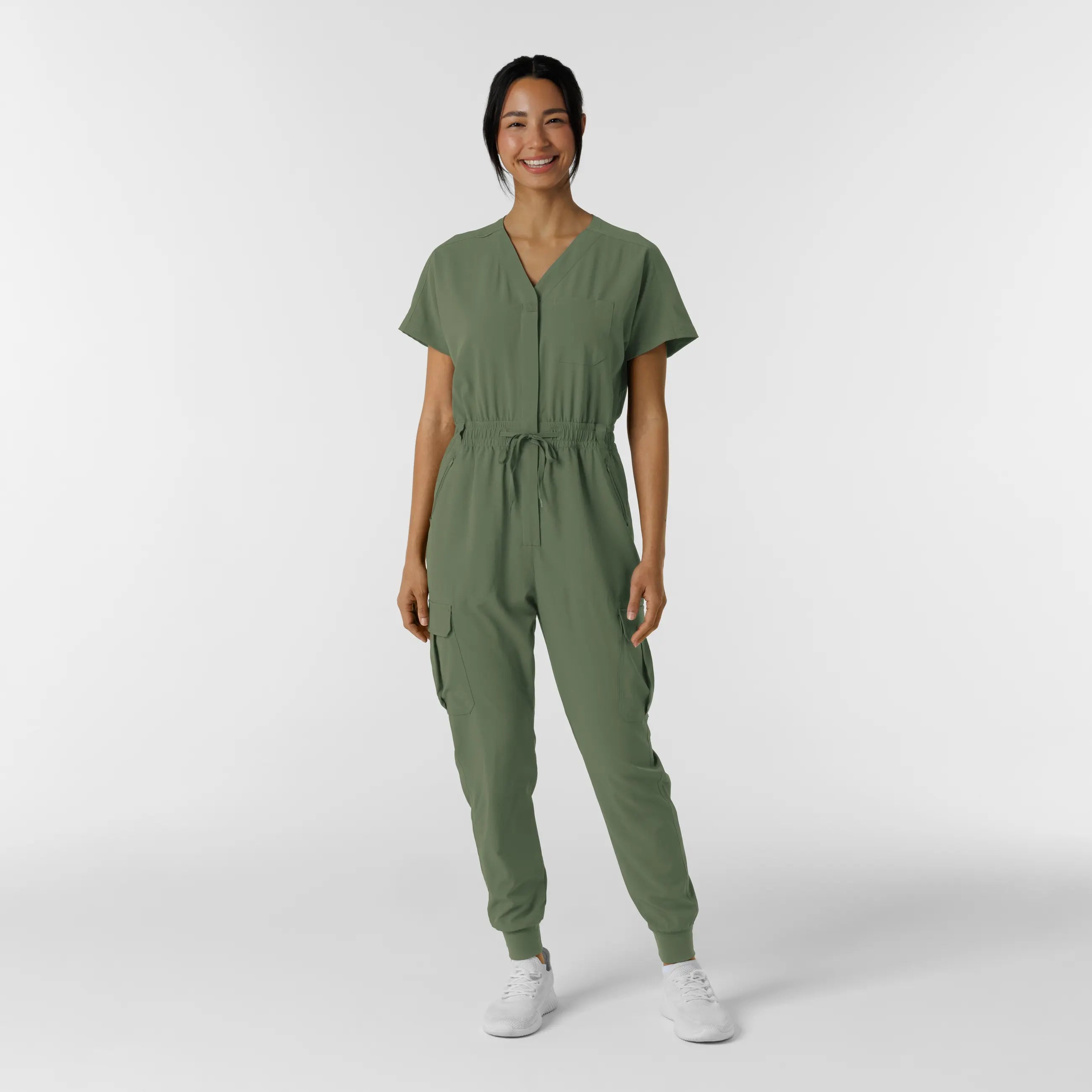 Wink Women's Cargo Jogger Scrub Jumpsuit - Olive