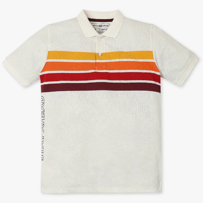 Boys Regular Fit Striped Polo T-Shirt