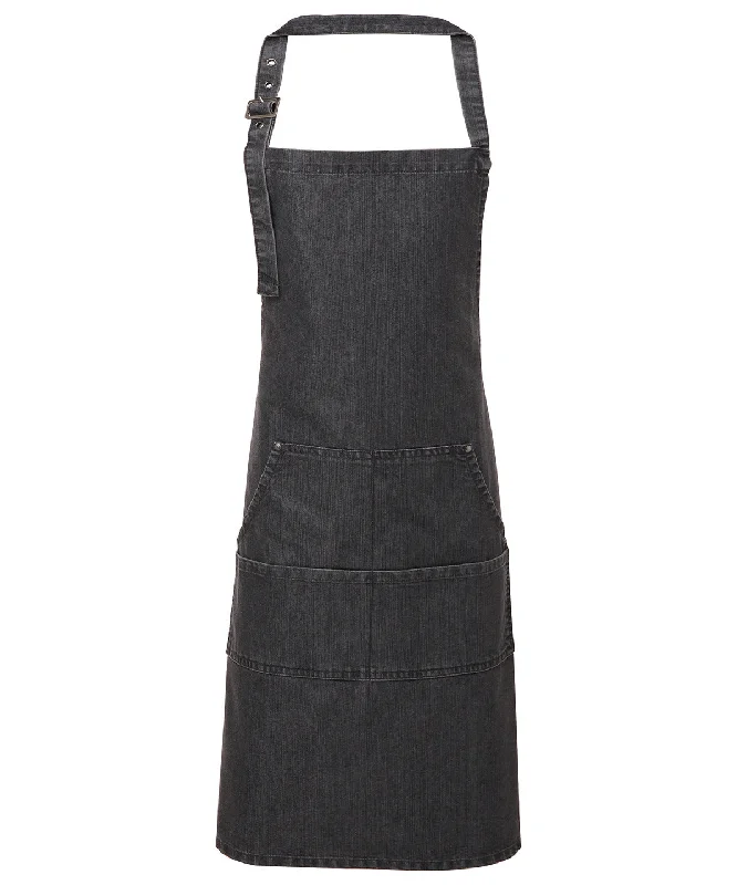 Black Denim - Jeans stitch bib apron