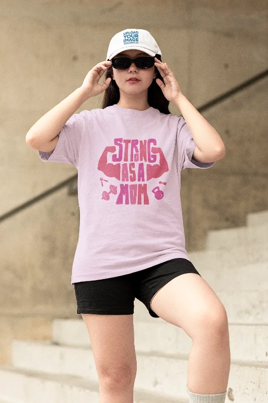 Strong Mom Gym Printed Oversized T-shirt for women