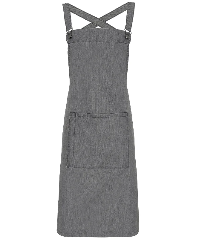 Grey Denim - Cross back 'barista' bib apron