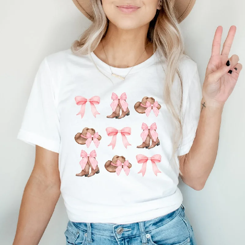 Pink Cowgirl Shirt, Coquette Cowgirl TShirt, Girly Western Cowgirl Graphic Tee, Coquette Bow Shirt