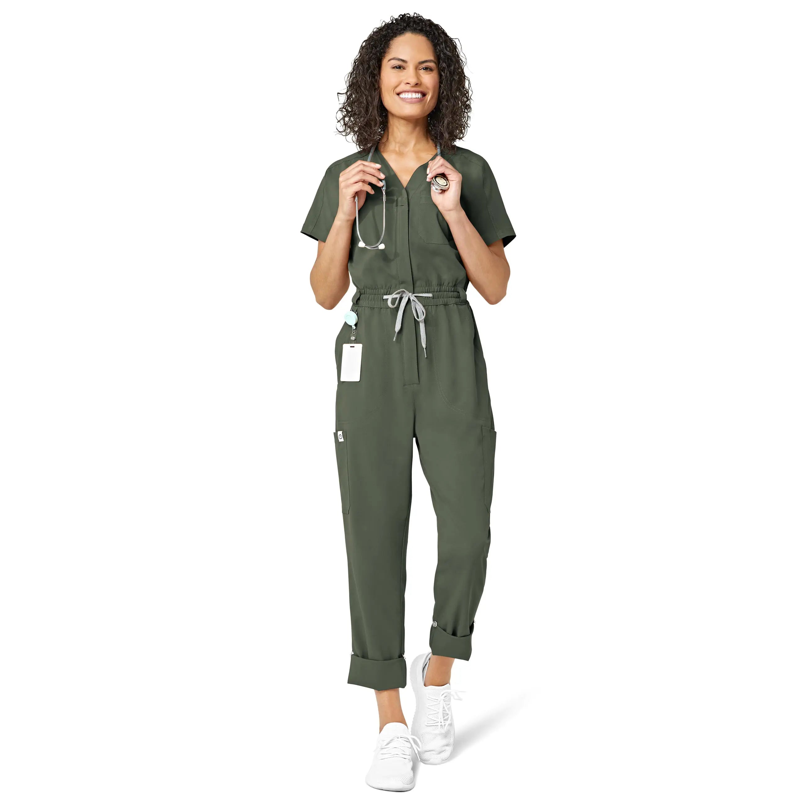 Wink Women's Zip Front Jumpsuit - Olive