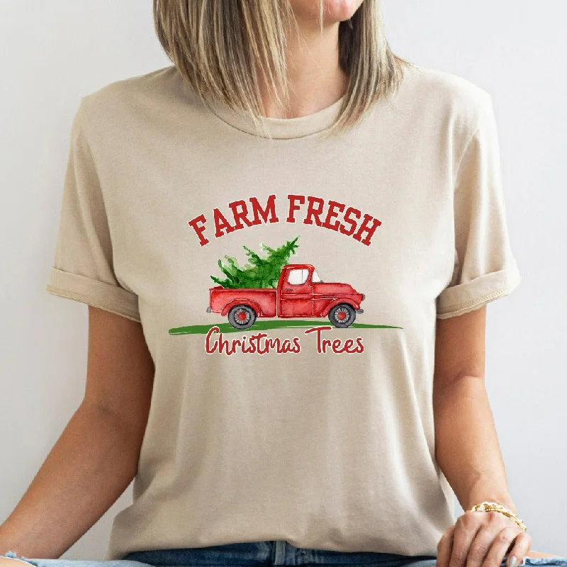 Farm Fresh Christmas Tree Shirt, Christmas Tree TShirt, Christmas Tree Farm Graphic Tee, Christmas Party Tee