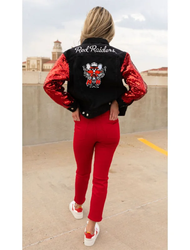 Dark Horse Texas Tech "Sequin" Black Denim Jacket