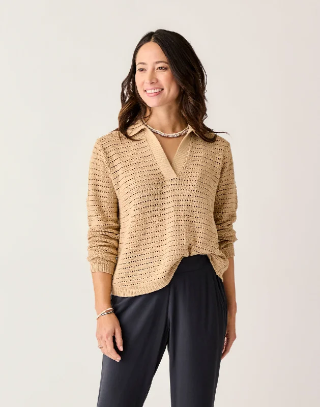 Morgan Polo Sweater: Biscuit