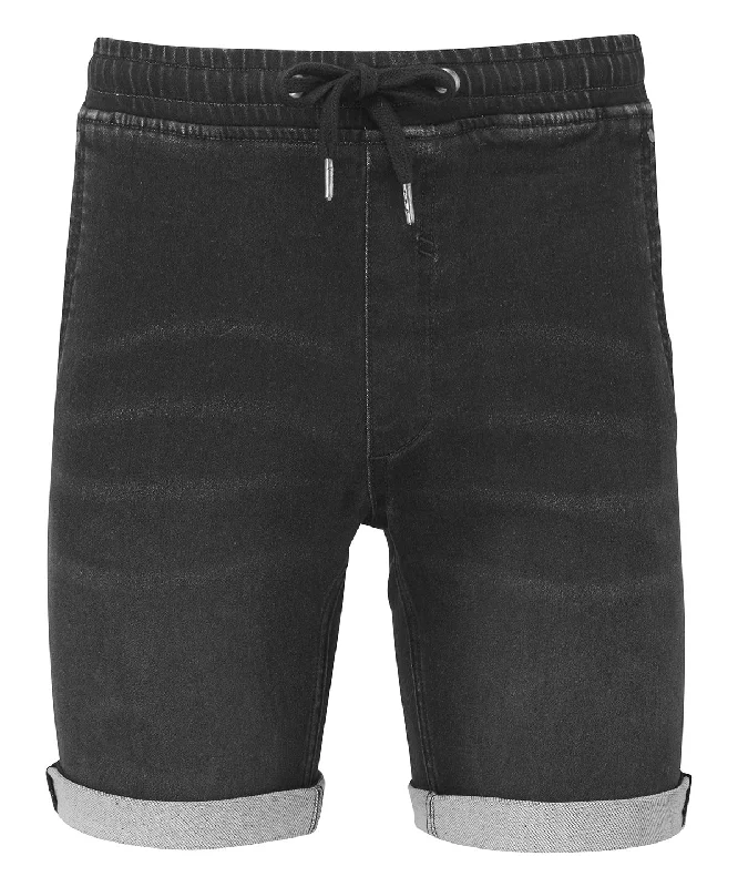 Black - Men’s denim drawstring shorts