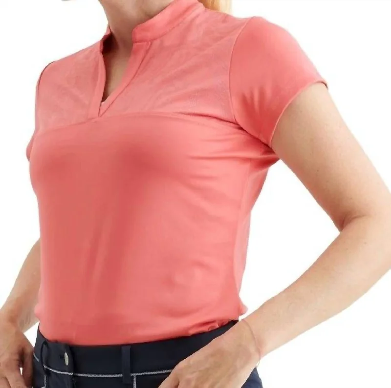 Women Lisa Cup Sleeve Polo In Exotic Coral