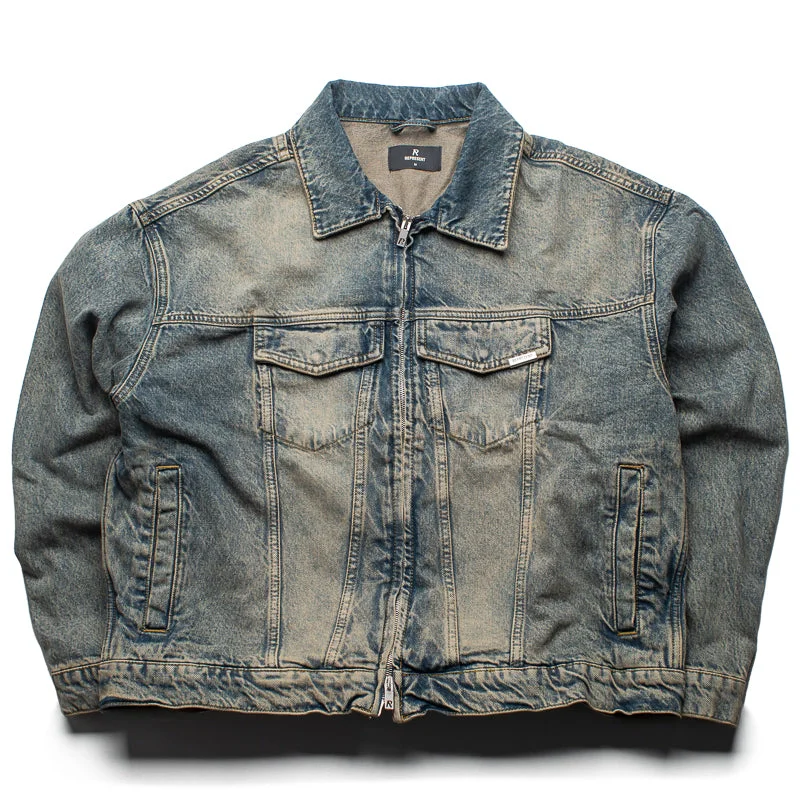 Represent R4 Denim Jacket - Blue/Cream