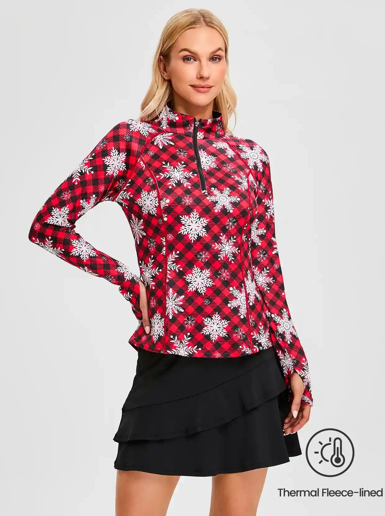 Christmas Sonwflake Pattern Long-sleeve Fleece Tops