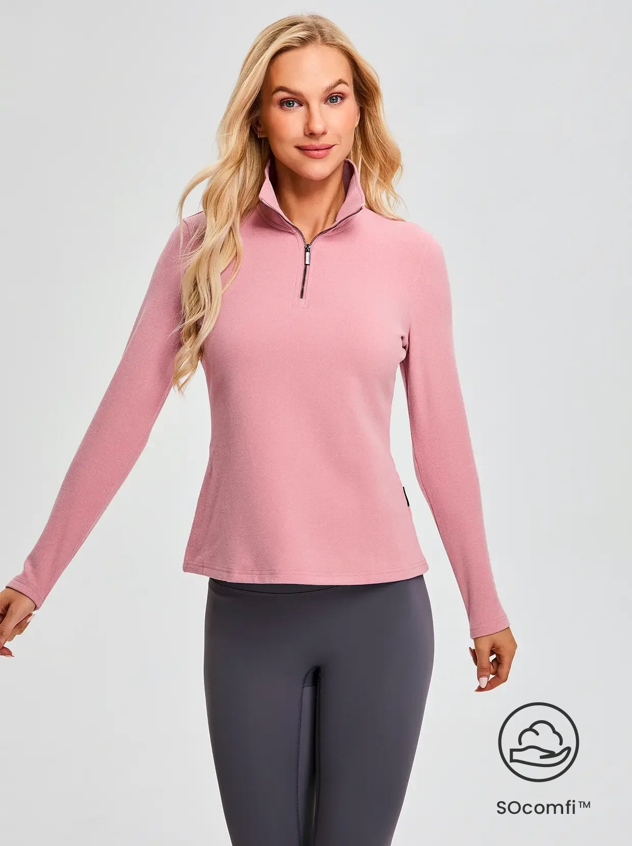 SOcomfi™ Quarter-zip Long-sleeve Tops for Women