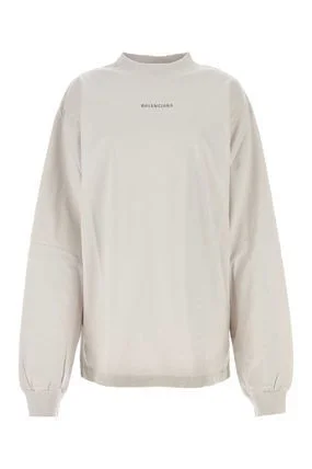 BALENCIAGA Classic White Long-Sleeve Cotton Tee - Medium Fit