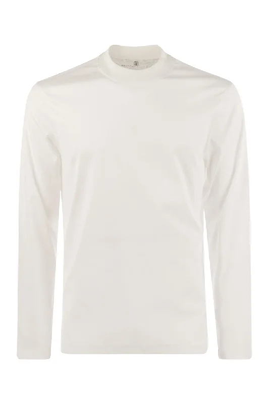 BRUNELLO CUCINELLI Chimney Neck Cotton Long-Sleeve Tee