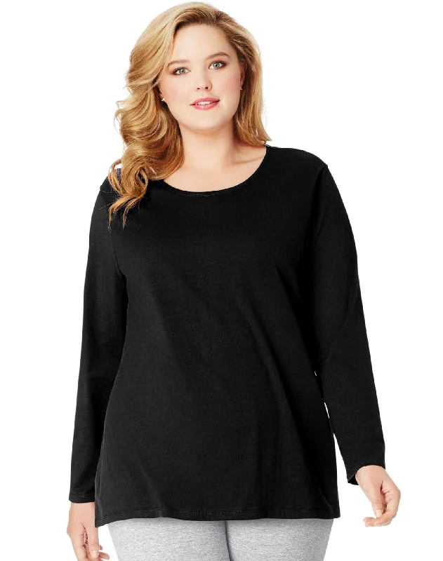 Just My Size Women`s Long-Sleeve Scoop-Neck Tee